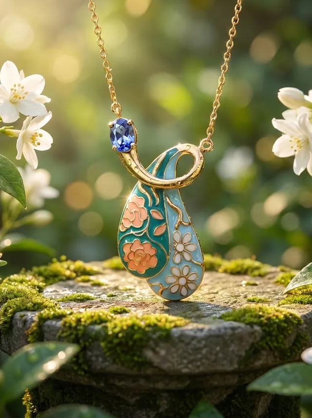 A radiant celebration of colour, where a vibrant orange blossom meets a luminous blue stone in perfect harmony. Crafted in 925 silver, finished with gold plating, and enriched with cloisonné enamel, these earrings bring together warmth, elegance, and contemporary artistry.