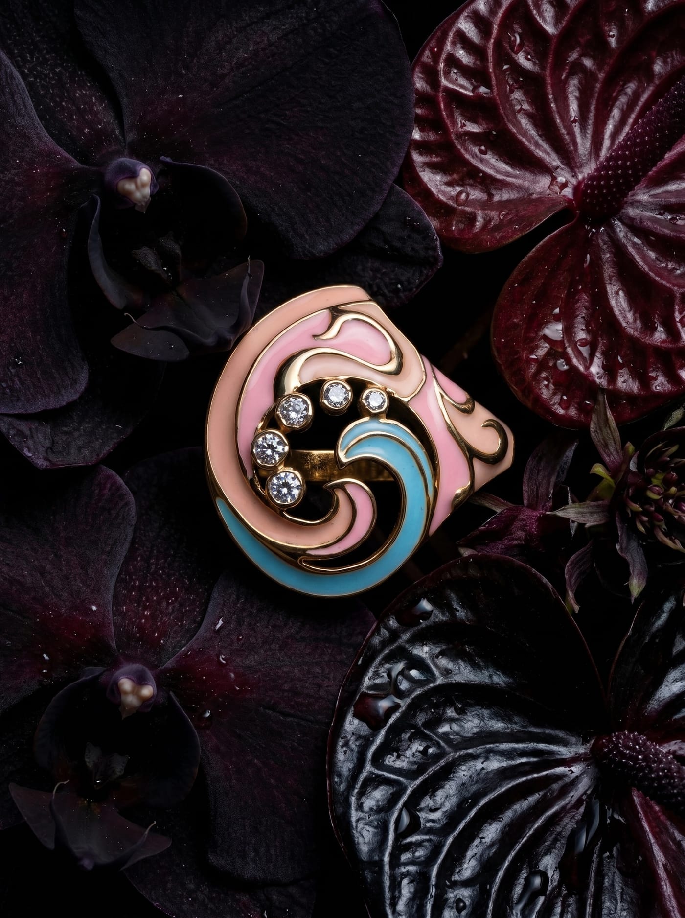 Color Splash Ring — gold-plated silver ring with swarovski crystals