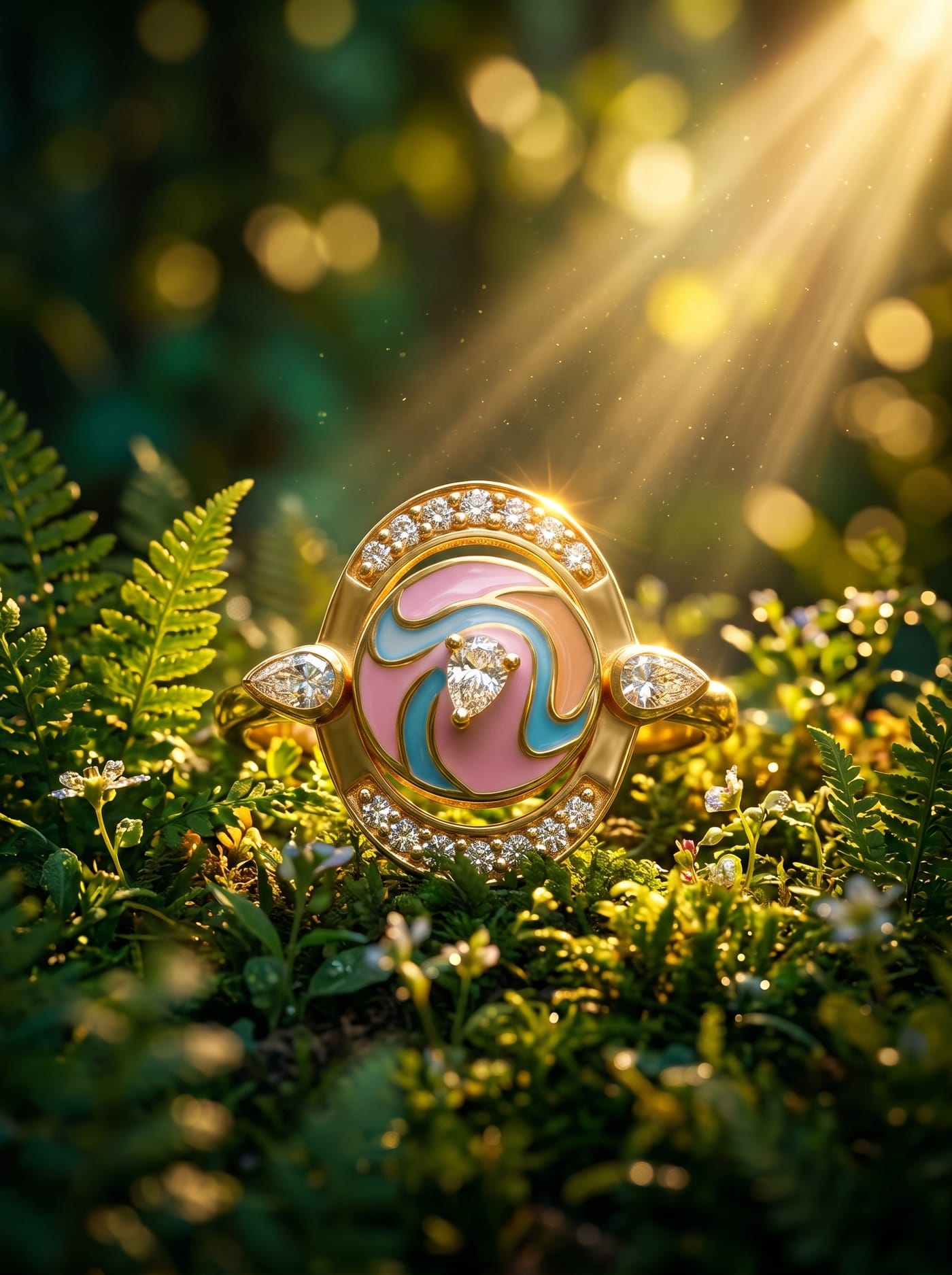 Cosmic Candy Ring — gold-plated silver ring with swarovski crystals and synthetic stones