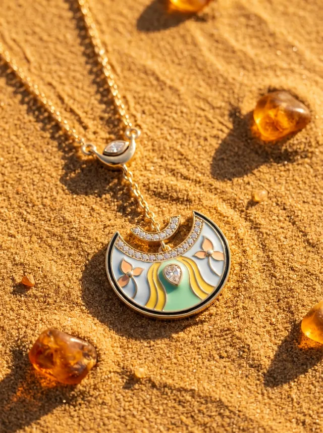 Curves & Flow Pendant — gold-plated silver pendant with Swarovski crystals