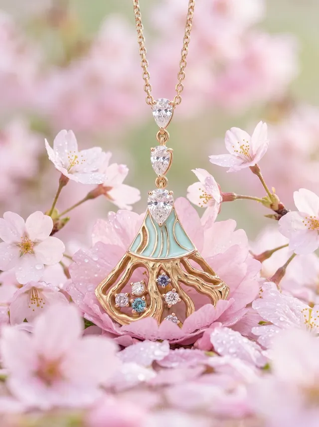 Fan Drip Pendant — gold-plated silver pendant with Swarovski crystals