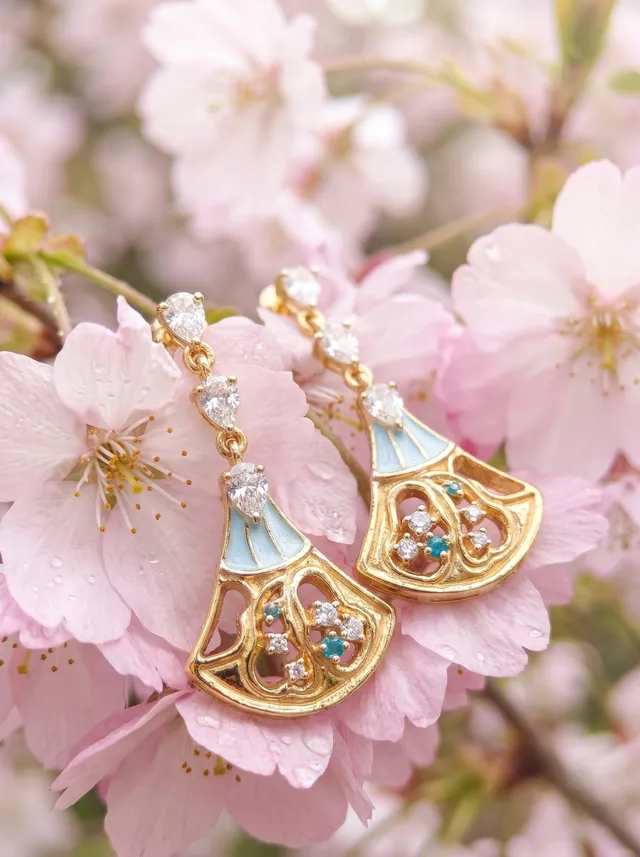 Fan Pop Earrings — gold-plated silver earrings with Swarovski crystals