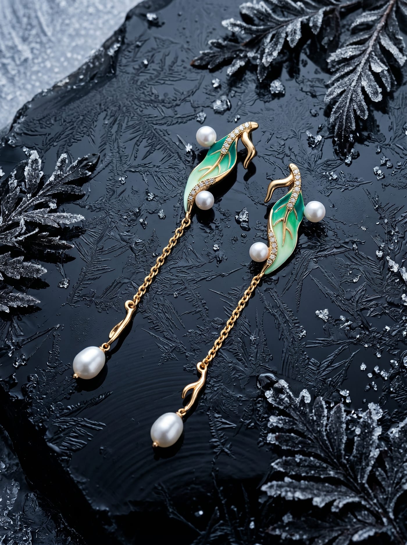 Garden Drift Earrings — gold-plated silver earrings with Pearls and Swarovski crystals