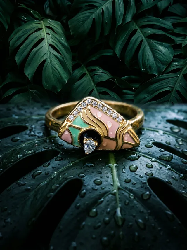 Harmony Pick Ring — gold-plated silver ring with Swarovski crystals and central stone accent