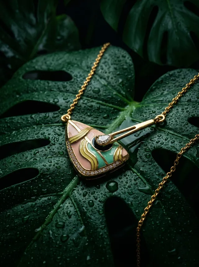 Melody Pick Pendant — gold-plated silver pendant with Swarovski crystals and central stone accent
