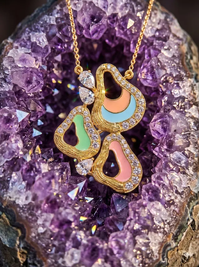 Pastel Drift Pendant — gold-plated silver pendant with Swarovski crystals