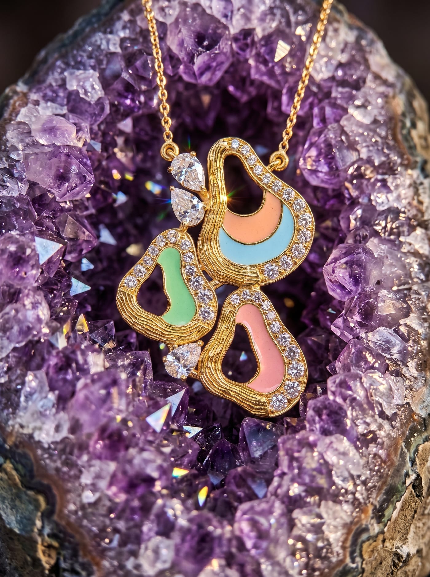 Pastel Drift Pendant — gold-plated silver pendant with Swarovski crystals