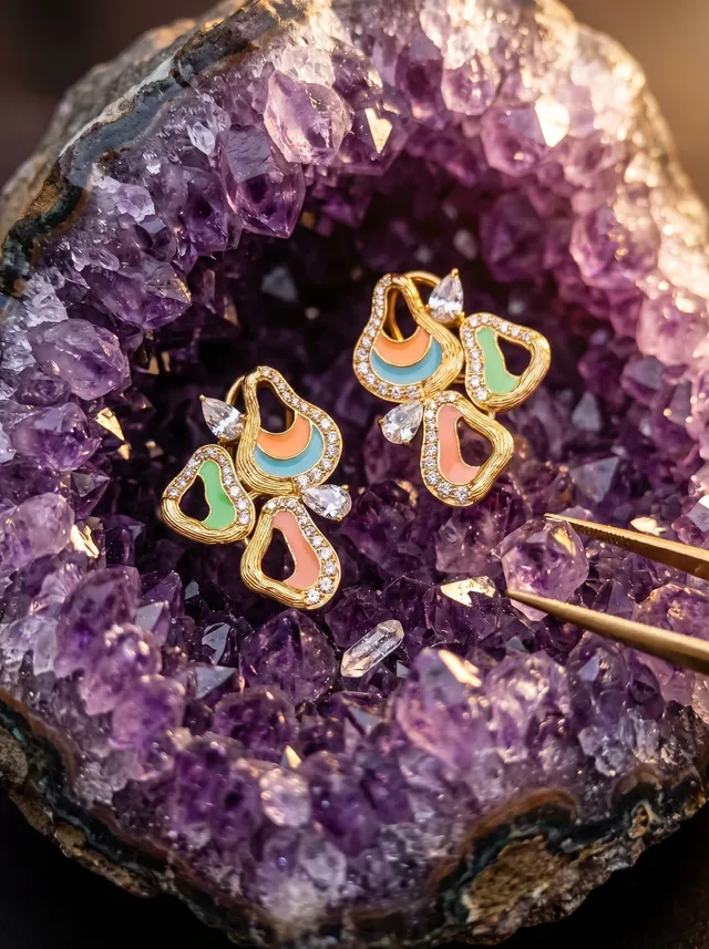 Pastel Play Earrings — gold-plated silver earrings with Swarovski crystals