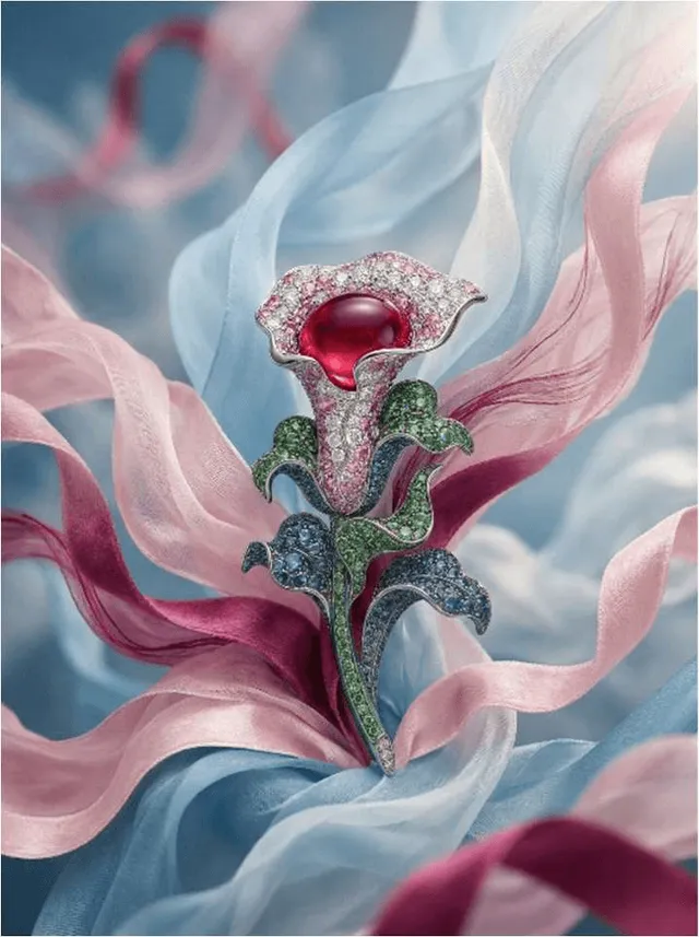 Scarlet Lily Brooch