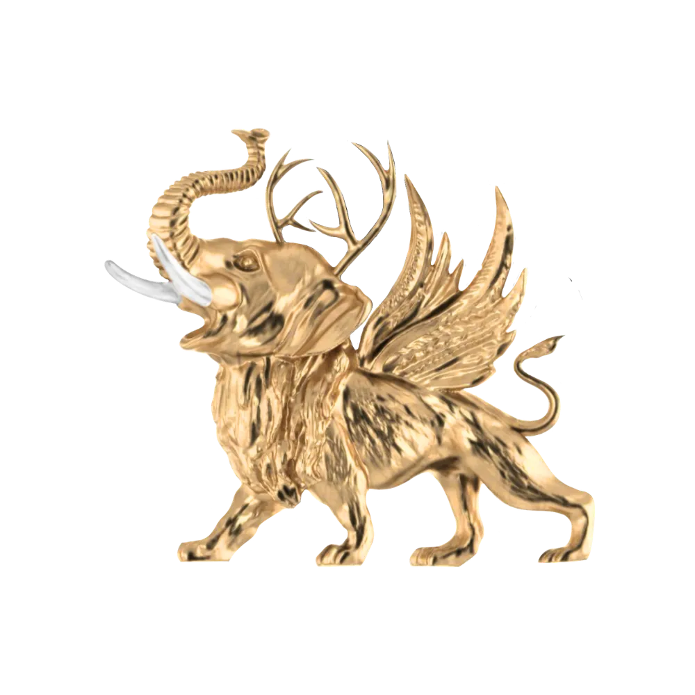 The Sankesh Surana emblem — elephant, eagle, deer and lion united into one mark